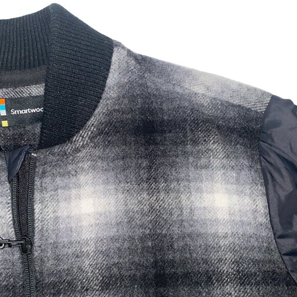 Smartwool Ibera merio wool blend Bomber jacket coat Gray plaid M outdoor - Picture 9 of 10